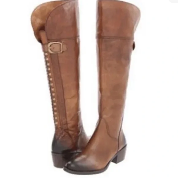 VINCE CAMUTO Knee High Distressed Leather Studded Boots - Picture 3 of 16